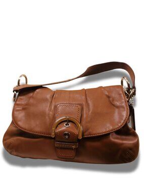 Coach Camel Leather Buckle Flap Shoulder Bag F17247 Soft Leather Purse